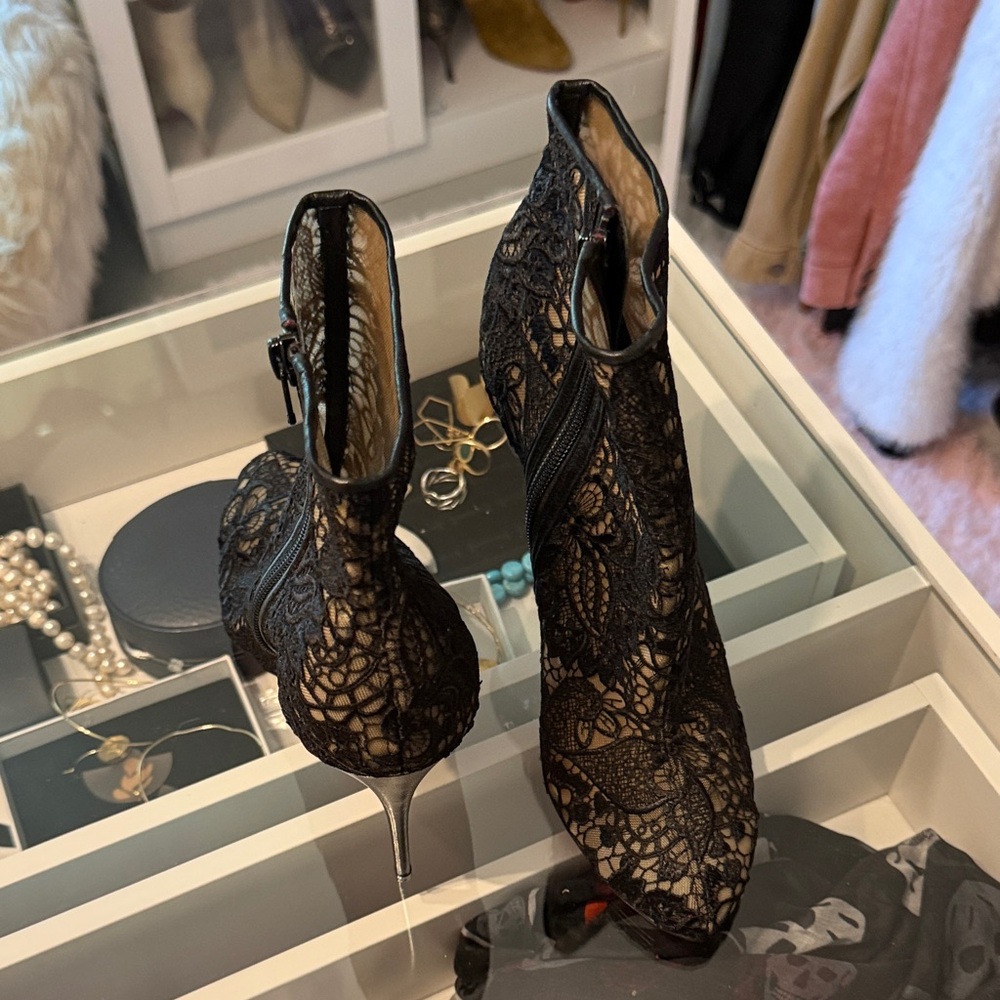 Christian Louboutin Floral Lace Ankle Boots - Picture 3 of 4